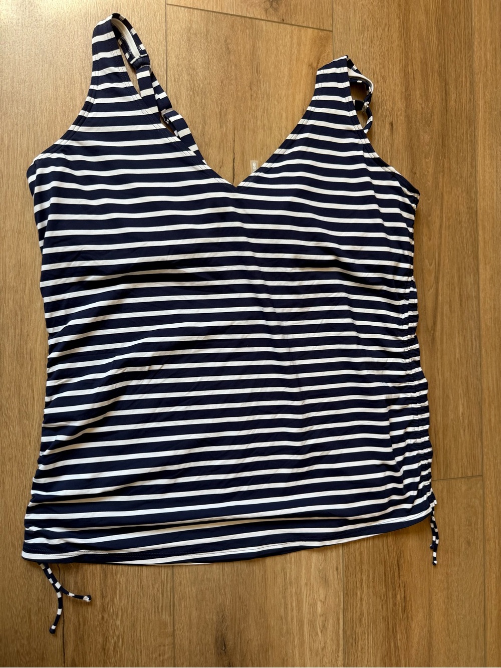 Lands' End Navy and White Striped Swimsuit Tankini Top 18D
